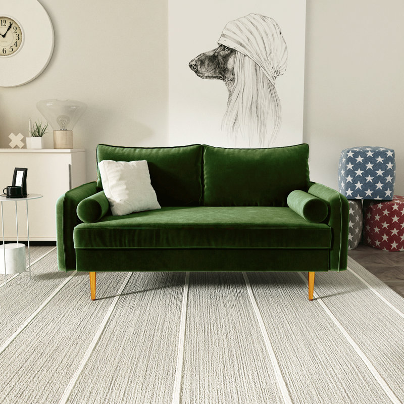Bombalier 57.9'' Velvet Loveseat, Olive Green