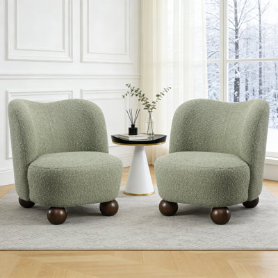 Fauteuil d'appoint 2 pièces avec dossier incurvé moderne et dossier en forme de boule Boule