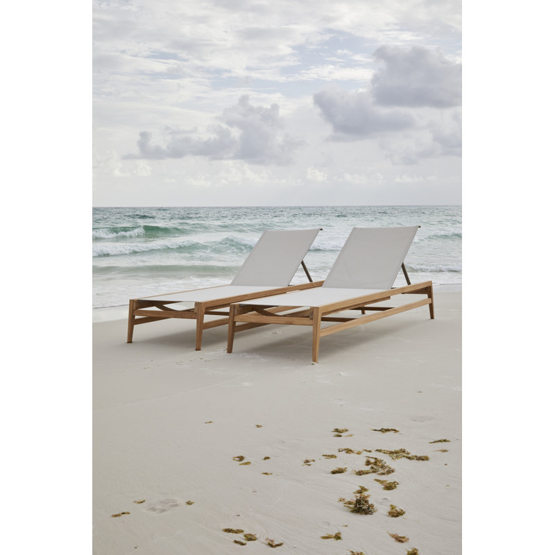 Coast Reclining Chaise Lounge, Natural Teak/Canvas Sling