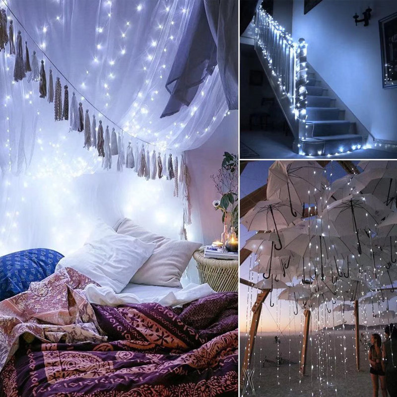 Alhowra 0.1' Outdoor LED Solar Powered 200 - Bulb Christmas Decorations Mini String Light