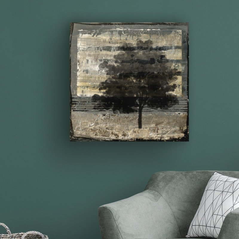 Composition avec arbre I par Stellar Design Studio - peinture sur toile tendue, H 14 po x l 14 po x P 2 po