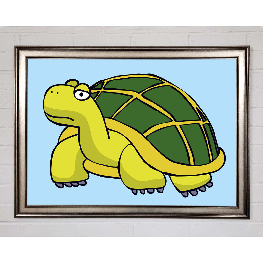 Gerahmtes Wandbild Big Turtle Baby Blue