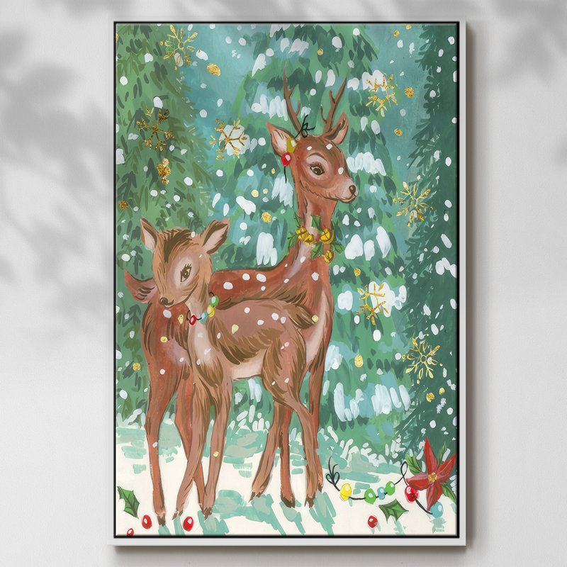 Biche et fauve II, H 25 po x l 17 po x P 1,5 po, Blanc