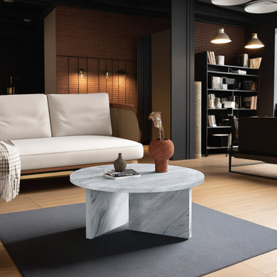 Table basse ronde de 31,5 po - Design minimaliste moderne avec charme nordique