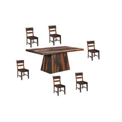 7-piece Live Edge Solid Wood Dining Set