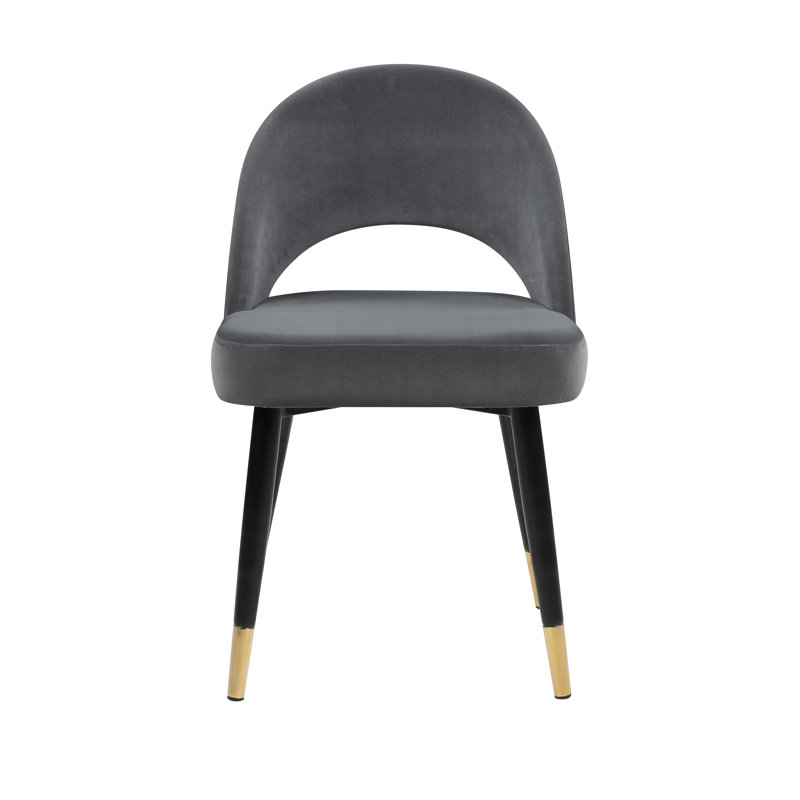 Chaise d'appoint rembourrée en velours Fitts, Gris