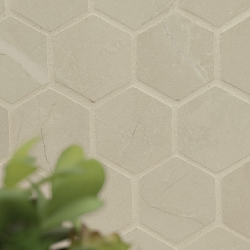 Carreau de mosaïque de plancher et de mur en porcelaine mate hexagonale 12 po x 12 po Sande, Sable