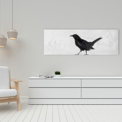 Toile noire et blanche Lonely Crow | Décoration intérieure | Art de salon