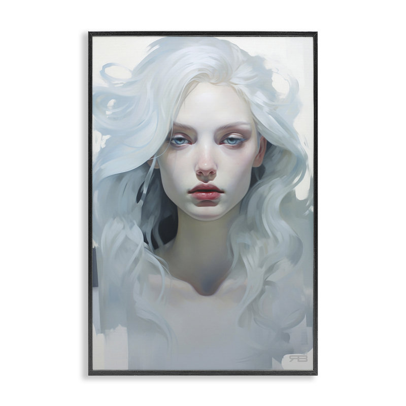 Visage de cheveux qui coule, art de la giclée encadrée par Roozbeh Bahramali, Giclée encadrée noir minuit, H 24 po x l 16 po
