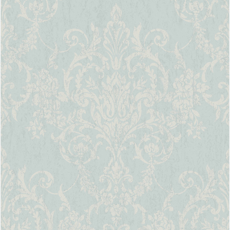 Damask Vinyl Wallpaper Roll, Duck Egg