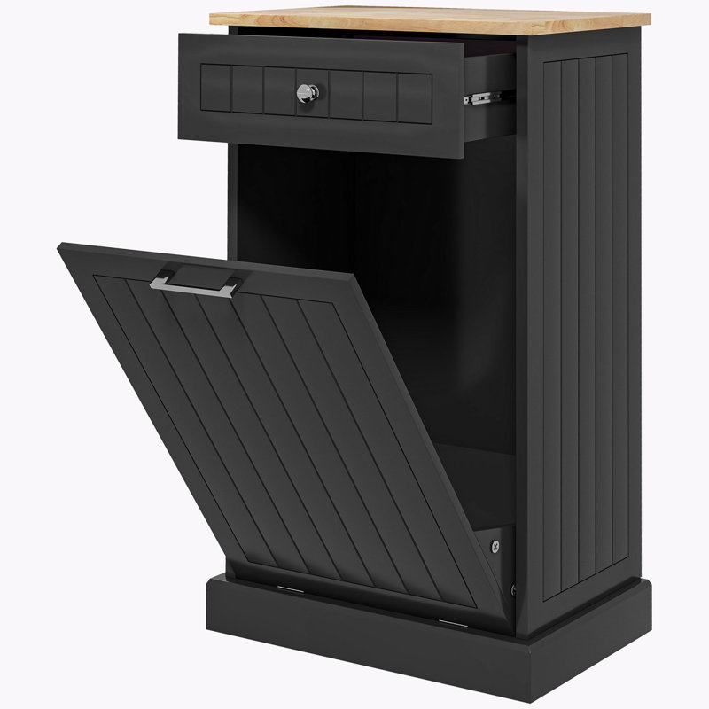 Armoire à déchets inclinable à un tiroir et un compartiment, Grey