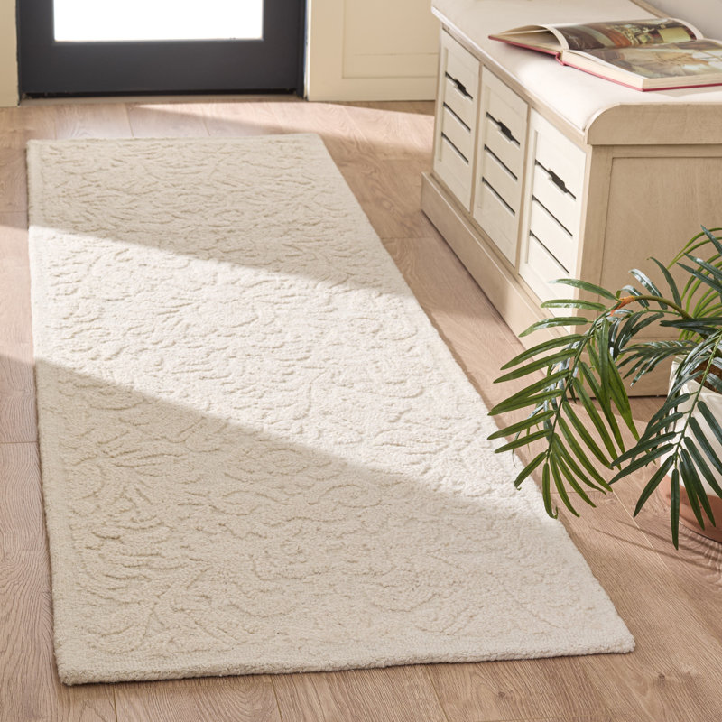 Blossom Hand Tufted Wool; Cotton Damask; Floral Indoor Rug, 2'-3" x 8'-0" Runner