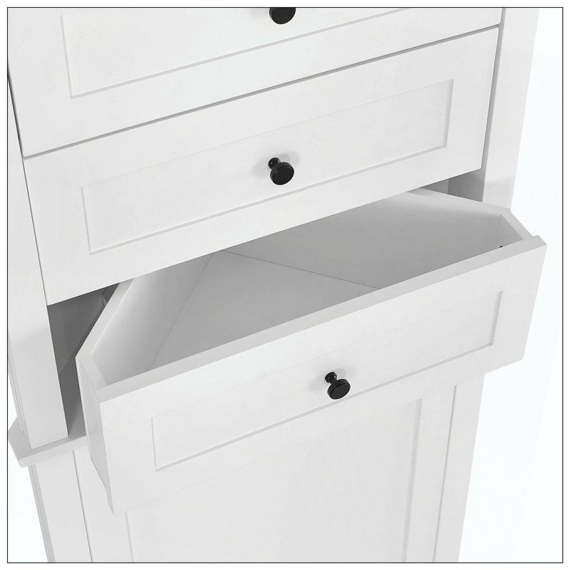Armoire de rangement triangulaire 3 tiroirs, Blanc