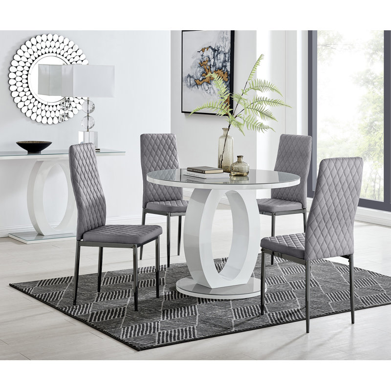 Bekircan 4 - Person Dining Set, Grey