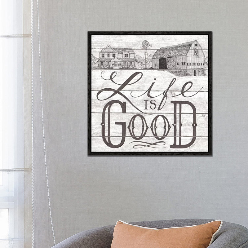 Life Is Good by Deb Strain - Print on Canvas, 66.04cm H x 66.04cm W x 3.81cm D, Black Framed