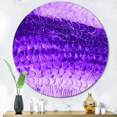 Ultra violet et bleu marbre univers III - art mural moderne en cercle métallique