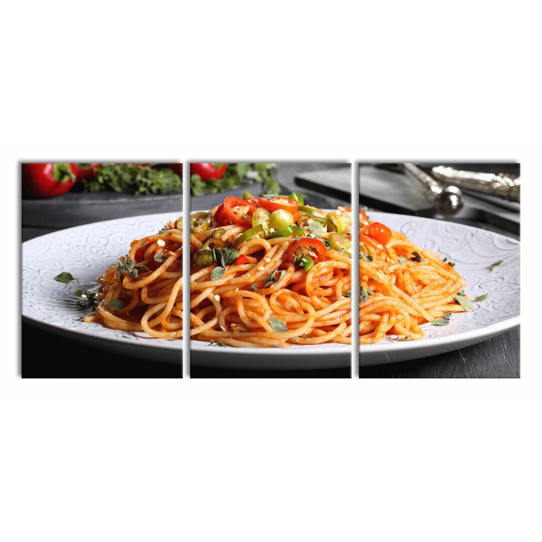 3-tlg. Leinwandbilder-Set Leckere Spaghetti Italia