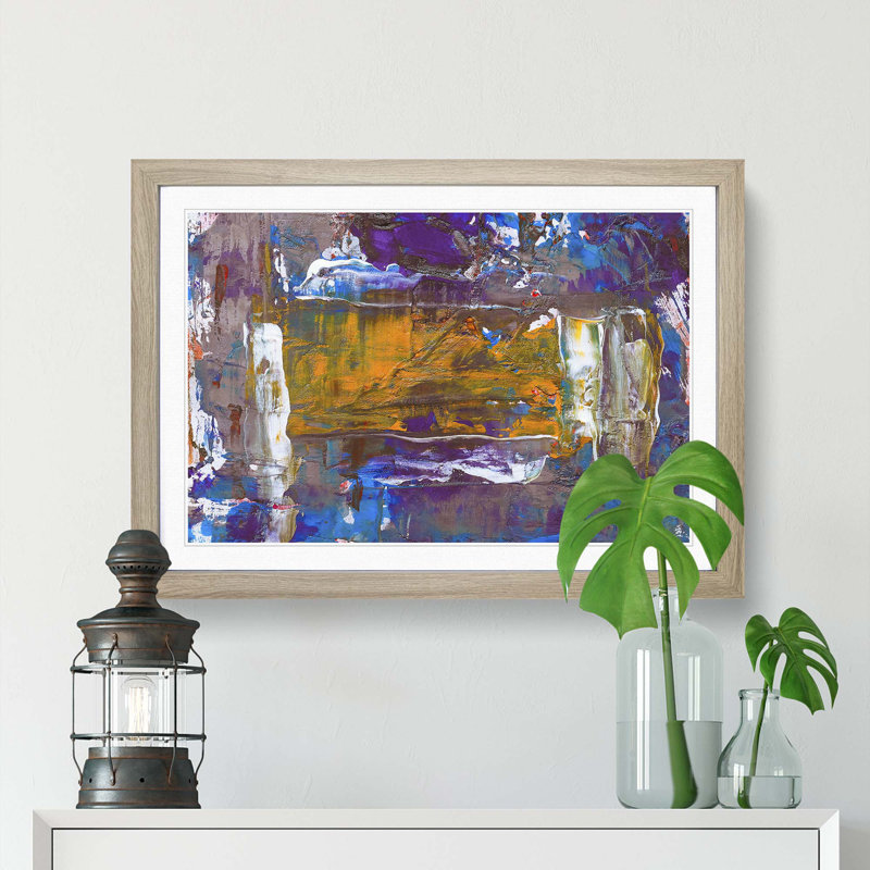 Abstract Art Painting Vol.143 by S.Johnson - Picture Frame Painting Print, 36cm H x 48cm W x 2cm D, Oak Framed