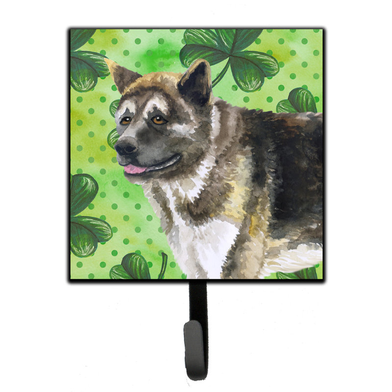 Markle Metal Wall Organizer with Key Hooks, Brown/Salmon/Blue, American Akita