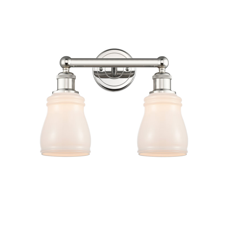 Éclairage pour meuble-lavabo à 2 lumières, Blanc, Nickel poli