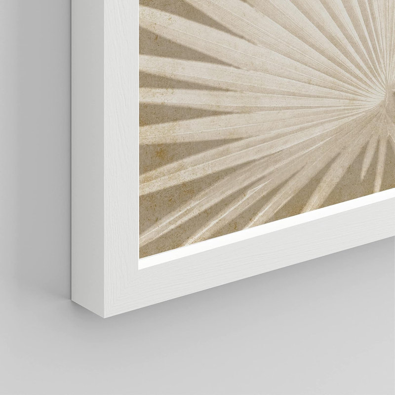 Minimal Botanical IDÉE4WALL, art mural encadré, feuille d'îlot tropical brun et brun, H 14 po x l 11 po x P 1 po, Cadre blanc