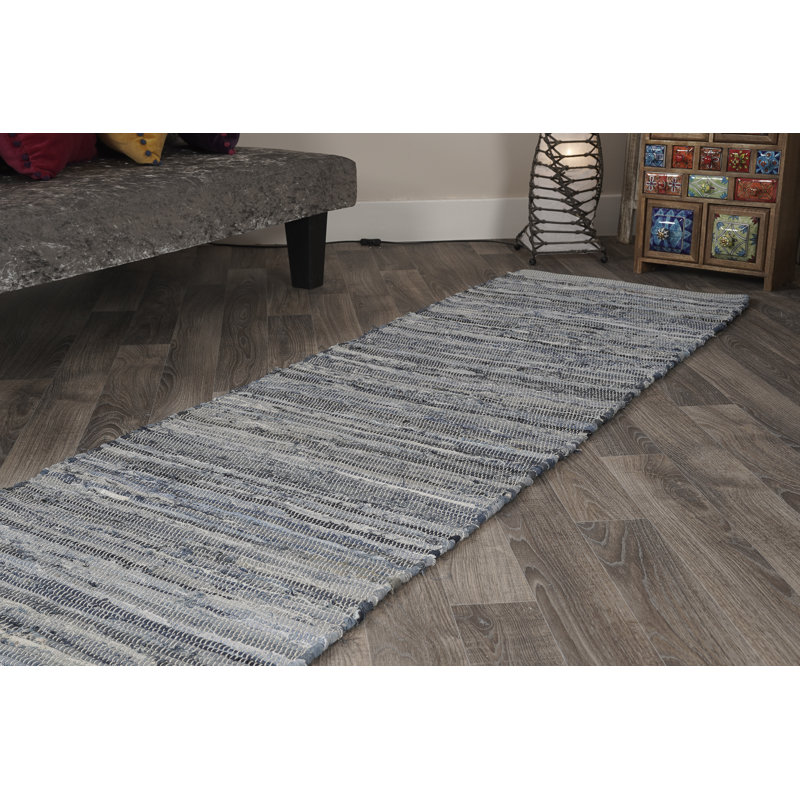 Jakes Striped Cotton Hand Woven Area Rug, Runner 60 x 240cm