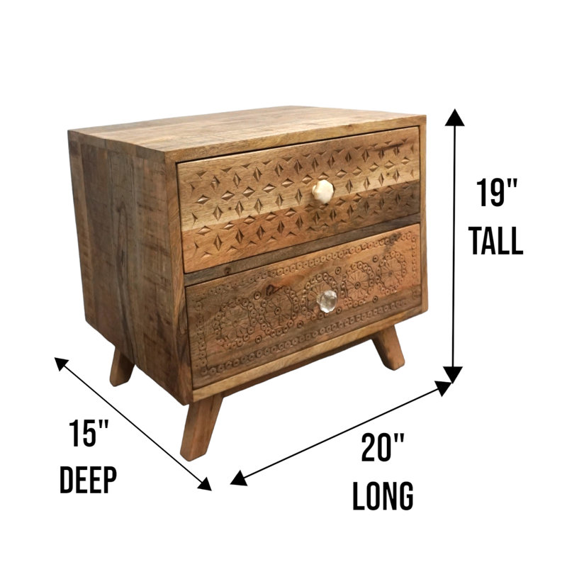 Jeanea 20'' W Solid Wood Nightstand