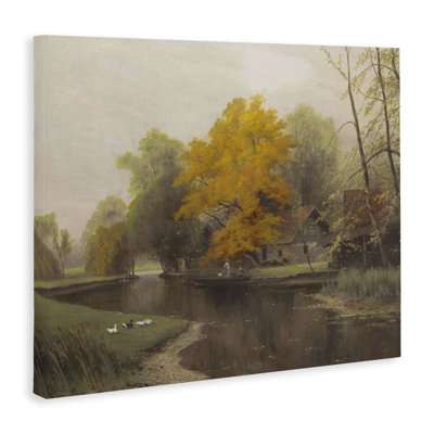 Vintage Fall By The River Canvas, design by Leah Straatsma