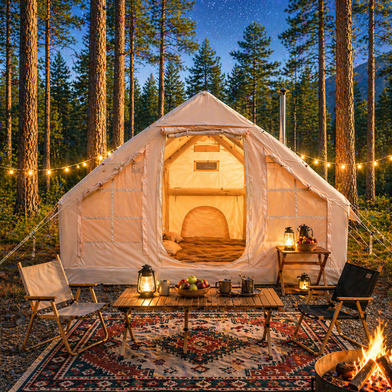 Tente de camping gonflable extérieure 9,8 pi x 6,9 pi avec pompe pour 2 à 4 personnes