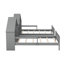 Lit plateforme simple avec tête de lit et table de chevet avec rangement, construction solide et grise captivante
