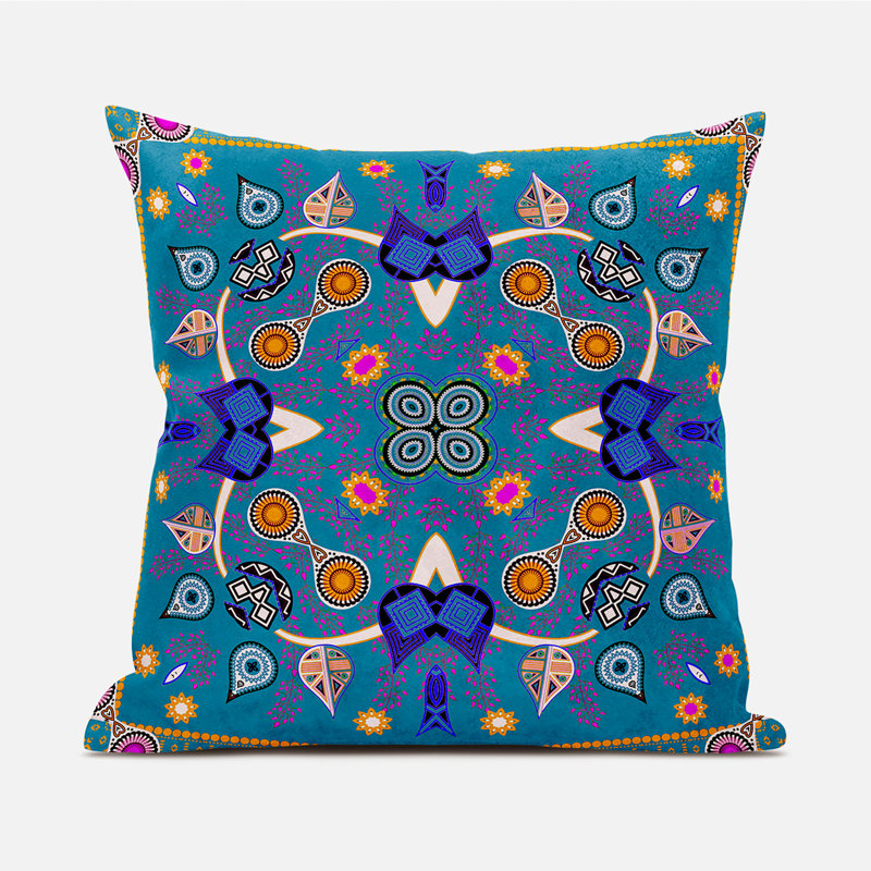 Housse et insert de coussin carré Alliona, 18 po x 18 po, Hot Mute / bleu / or
