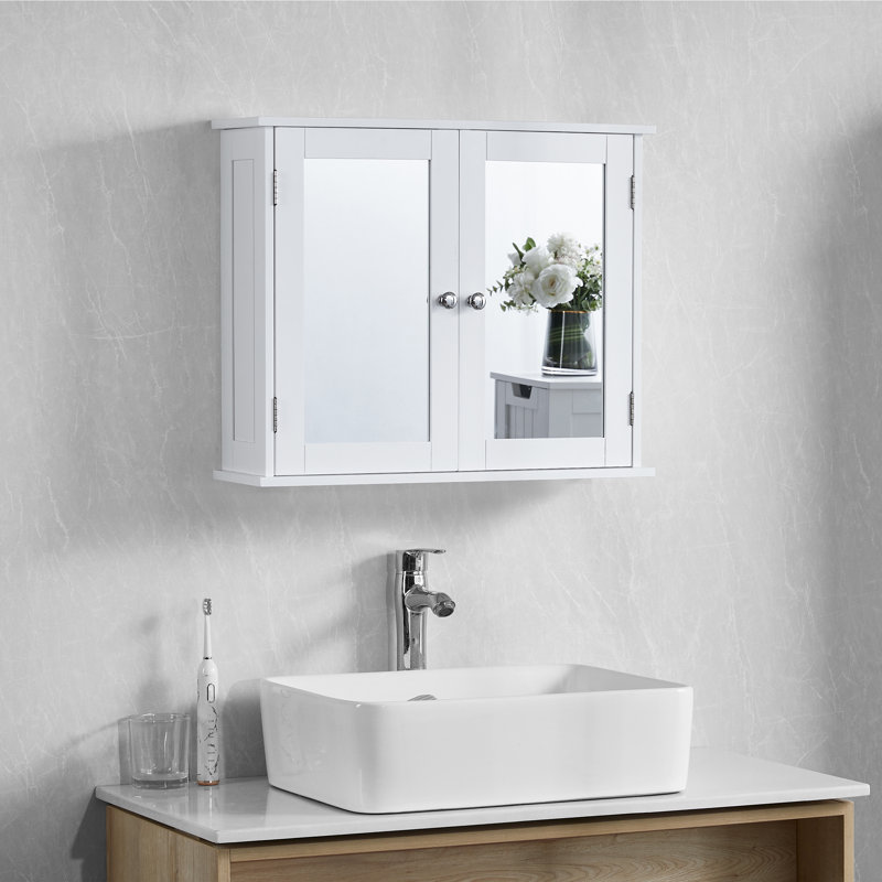 57cm x 47cm Surface Mount Mirror Cabinet, White