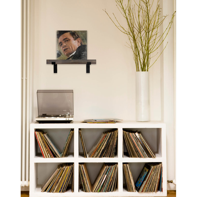 Rayne Record Display Shelves, Carbon Gray, 16x3x2