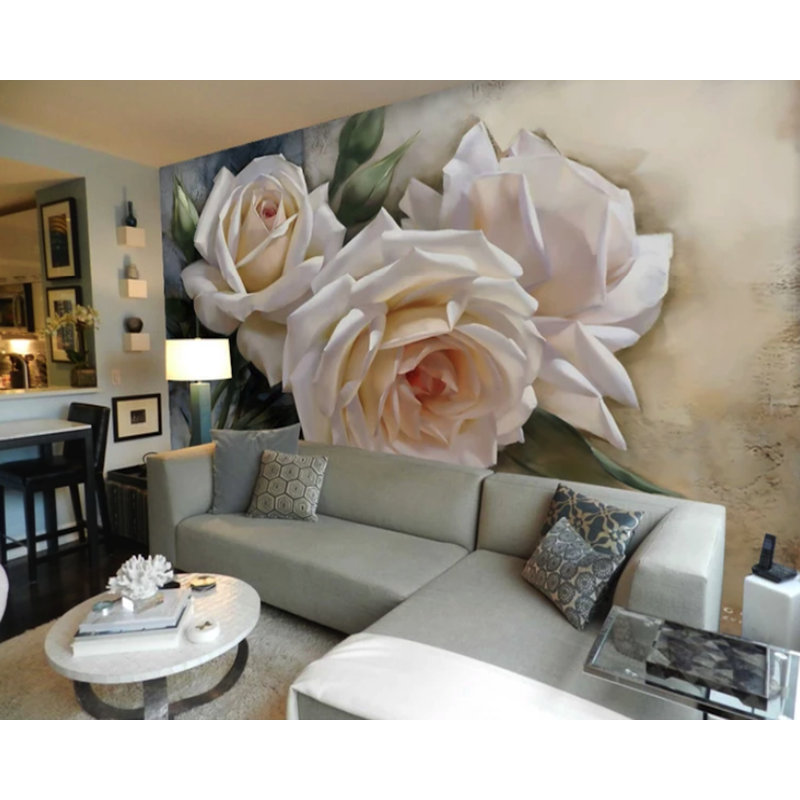 Murale 3D rose nordique, l 106 po x L 187 po