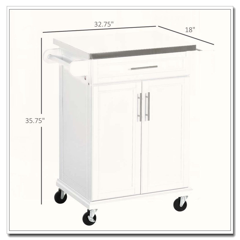 29.9" Kitchen Island with Top, White