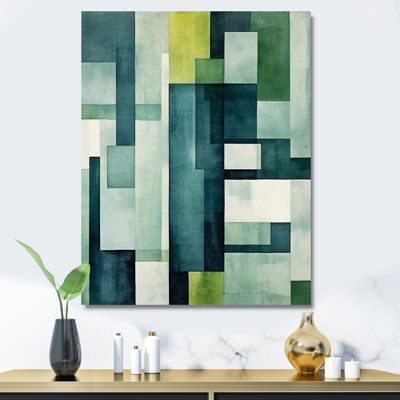 «Green Cubic Line», art déco II sur toile