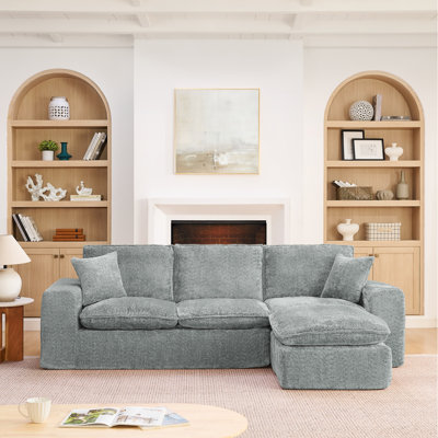 Canapé modulaire moderne de 107 po avec méridienne réversible Boucle