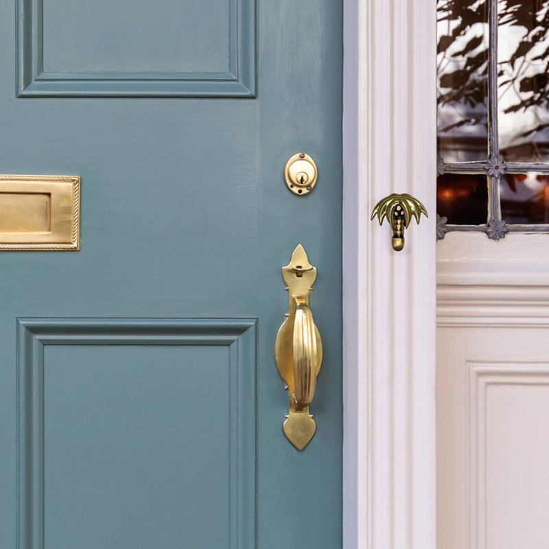Palm Tree Push Button Doorbell, Brass