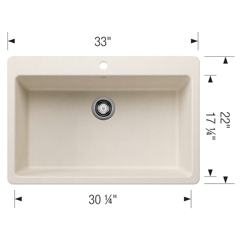 Liven SILGRANIT 33" L x 22" W Drop-In/Undermount Kitchen Sink, Soft White