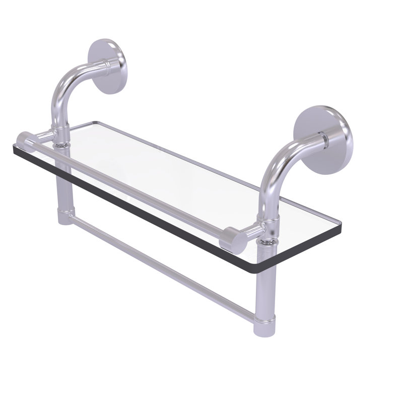 Tioga Bracket Shelf with Towel Bar, Satin Chrome, 8" H x 22" W x 5" D