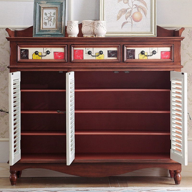 Nut-Brown Solid wood Shoe Storage