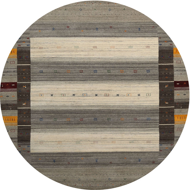 Tapis contemporain gris / olive Gellért, Rond 7 pi