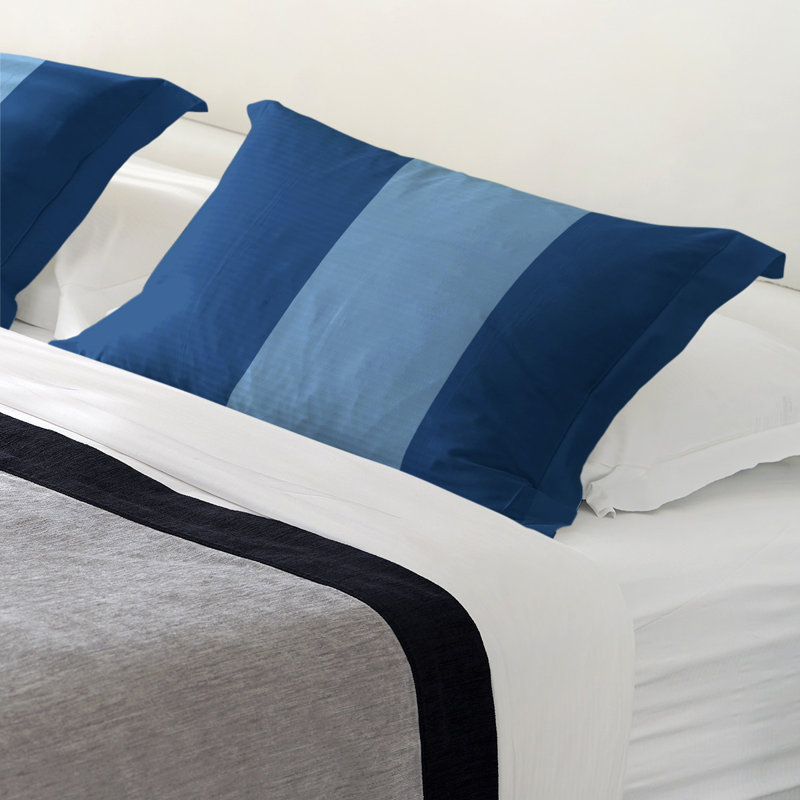 Striped Sham Set, Standard, Microfiber, Royal Blue/Powder Blue