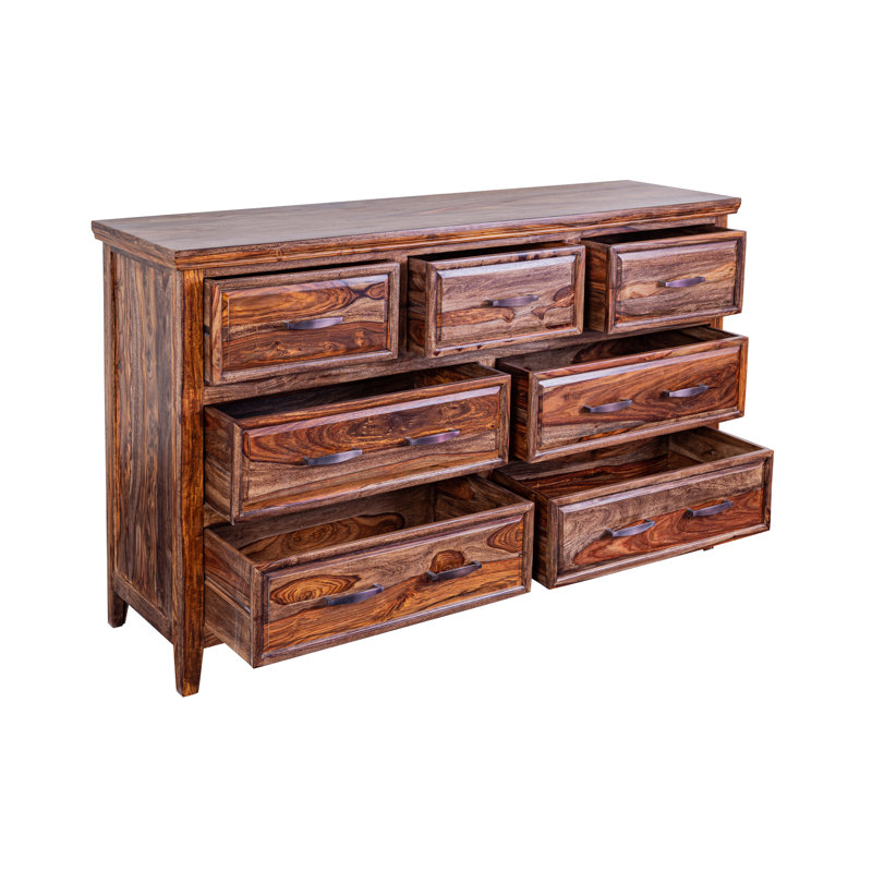 Clermont Solid Wood 65'' W 7 - Drawer Dresser, Brown