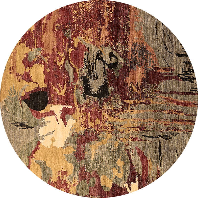 Warnest Performance Abstract Indoor Rug, Round 6'