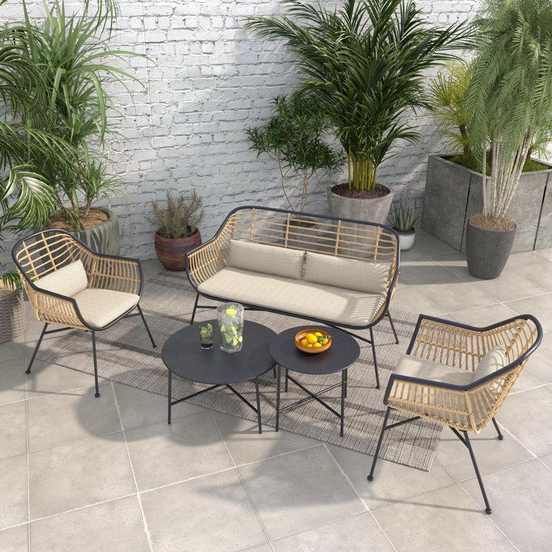 Rogero 4 - Person Patio Conversation Set with Cushions