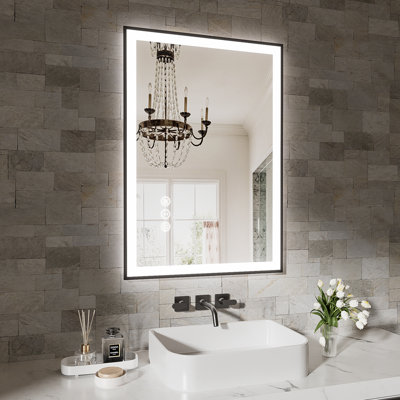 Miroir de salle de bain moderne sans cadre à DEL moderne 24 x 36 pouces