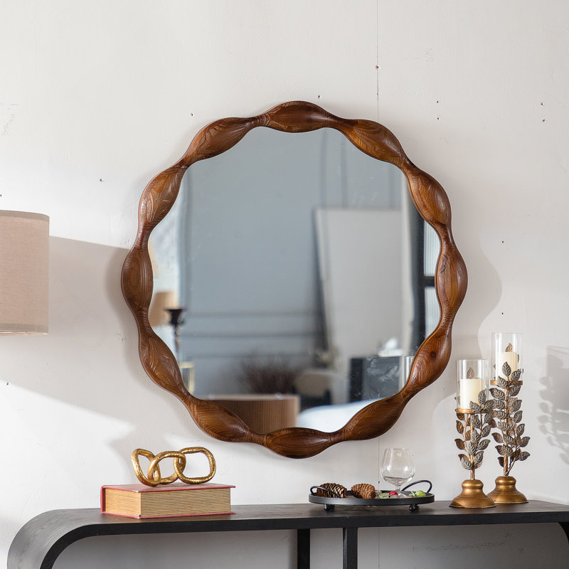 Miroir rond en bois naturel 32,28 /