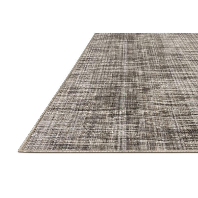 Haryss Plaid Machine Woven Polyester/Chenille Area Rug in Brown, Rectangle 2' x 3'