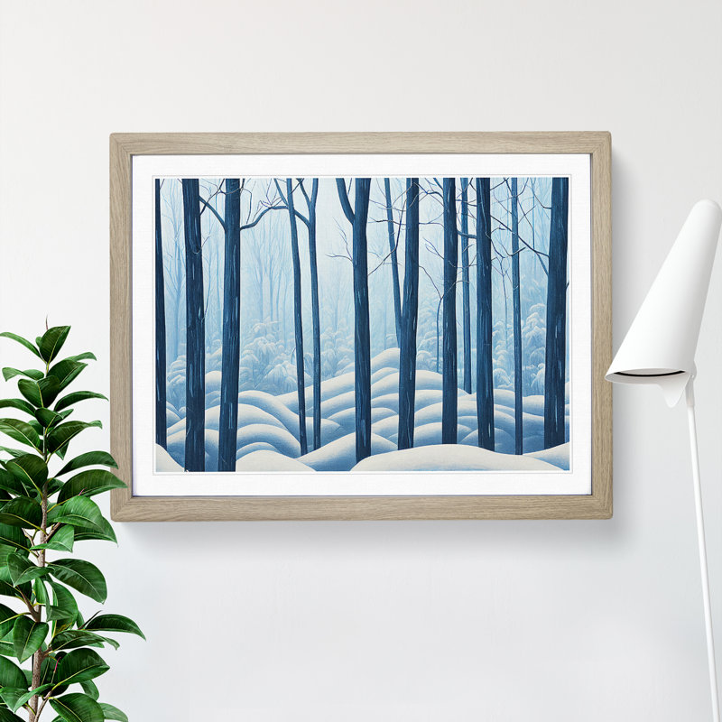 A Dramatic Winter Forest - Single Picture Frame Print, Oak Framed, 34cm H x 46cm W x 2cm D